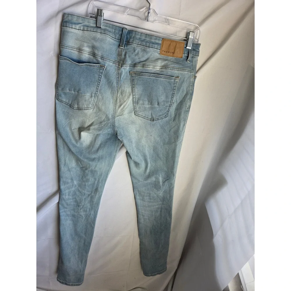 PacSun Stacked Skinny Jeans Mens  Light Wash Blue Denim Tapered Slim Fit